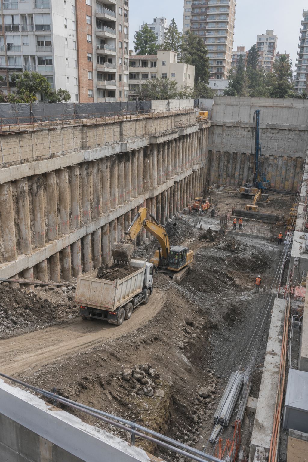 Excavación y fundaciones registradas por Lisual