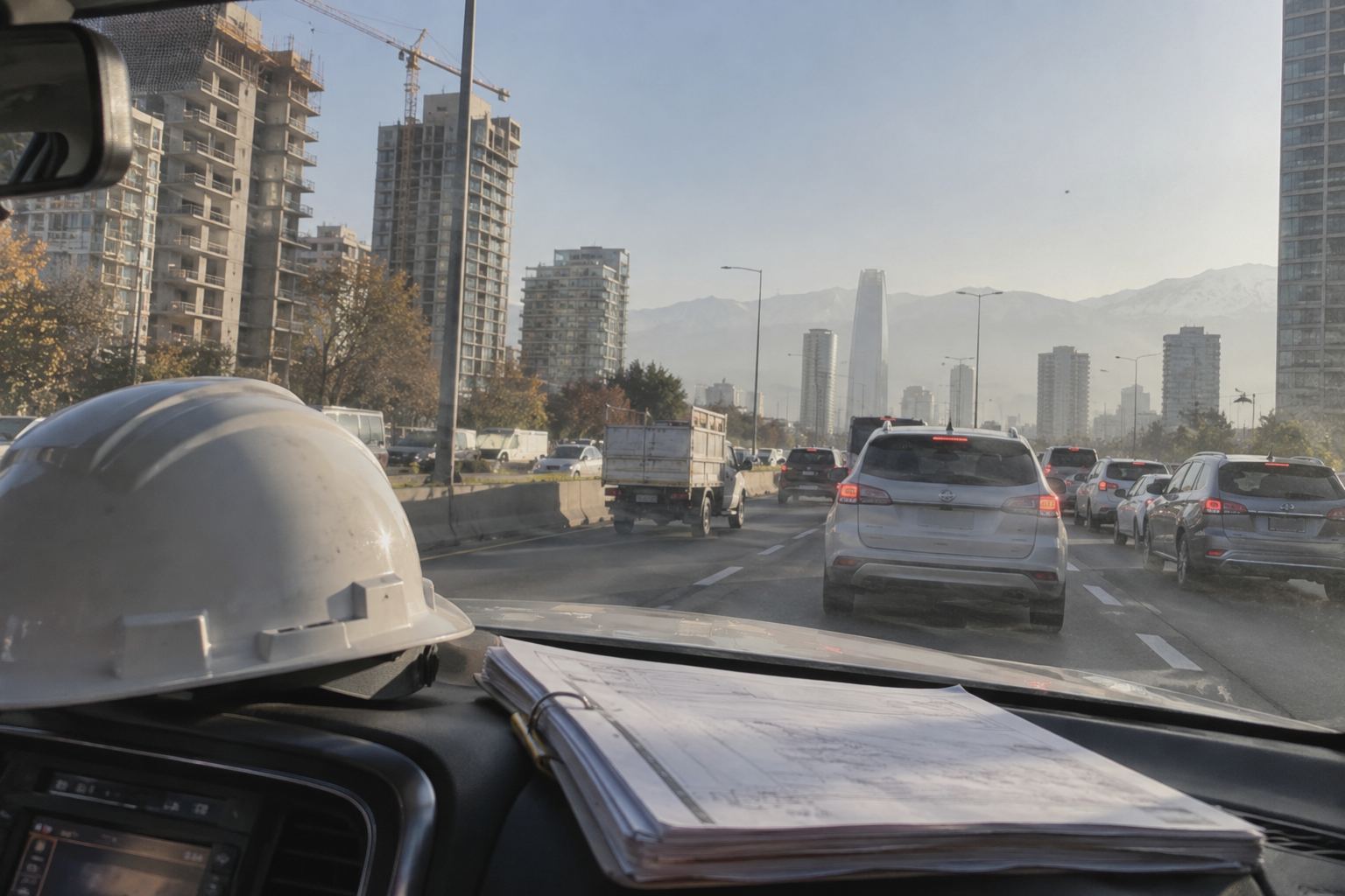 Gerente de proyectos en la ruta entre una obra y otra